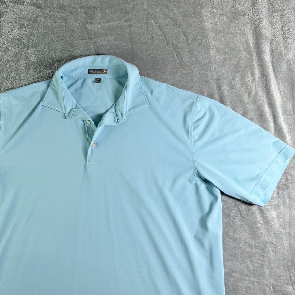 Peter Millar Summer Comfort Polo Shirt XL Light Blue Short Sleeve Golf Casual